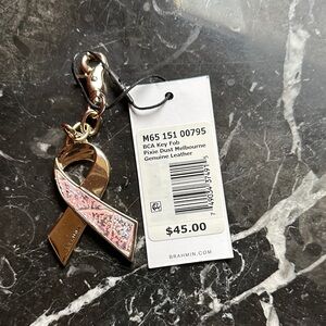 Brahmin Pink Ribbon BCA Pixie Dust Melbourne Leather Charm Fob